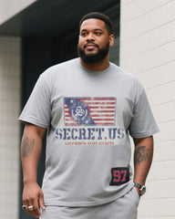 Big & Tall Men's Original Secret. US Continues To Hide Interstate Relations Independence Day Crew Neck T-shirt Shorts Suit