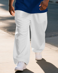 Big Men's Outdoor America Theme Sayings Printed Casual Short Sleeve T-shirt Pants Suit
