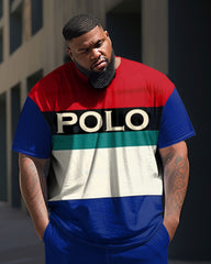 Big Man Colorblock Short Sleeve Tee & Pants Set with POLO Print