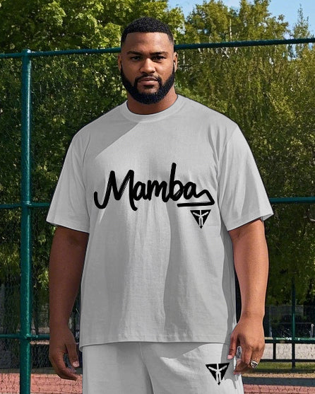 Men's Artistic Letter Mamba Triangle Pattern Printed Casual Big & Tall Short Sleeve T-shirt Pants Set