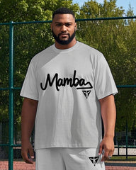 Men's Artistic Letter Mamba Triangle Pattern Printed Casual Big & Tall Short Sleeve T-shirt Pants Set