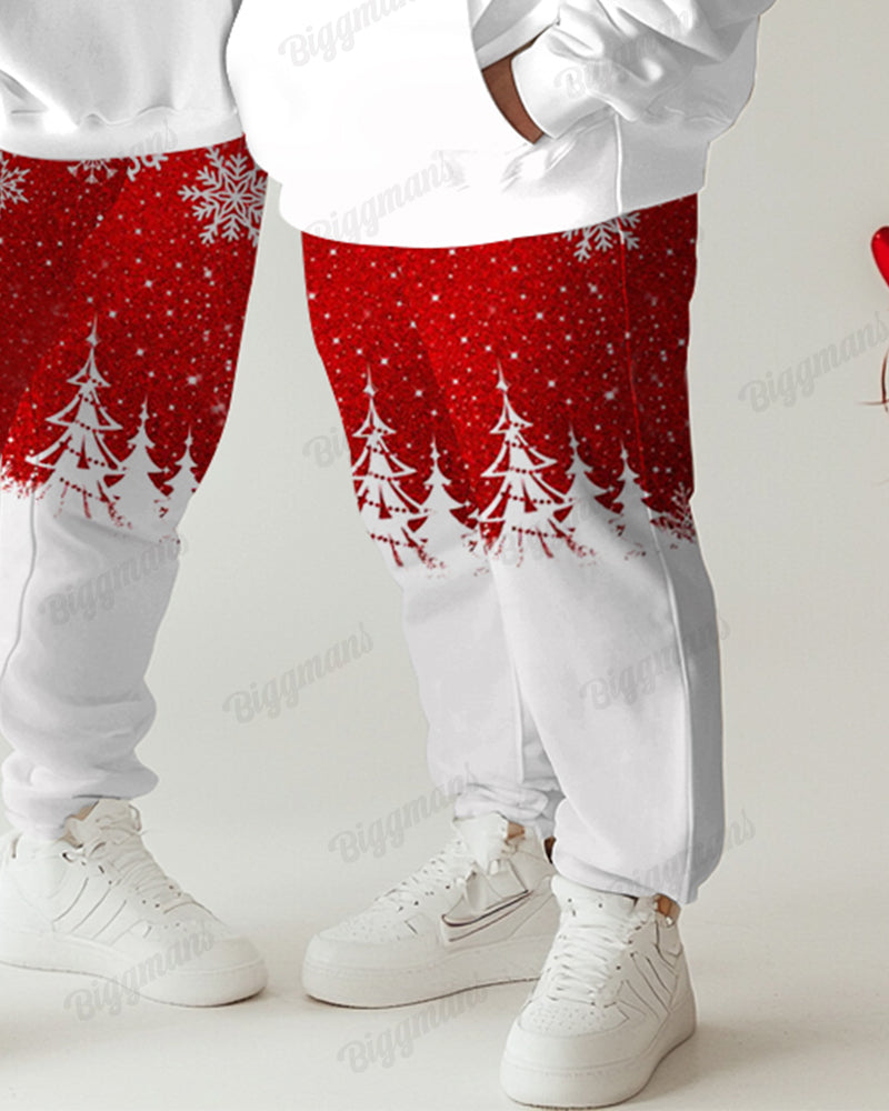 Couple Matching Big and Tall Merry Christmas Snowflake Hoodie Pants Set