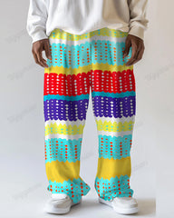 Abstract Geometric Print Men's Loose Plus Size Straight Pants