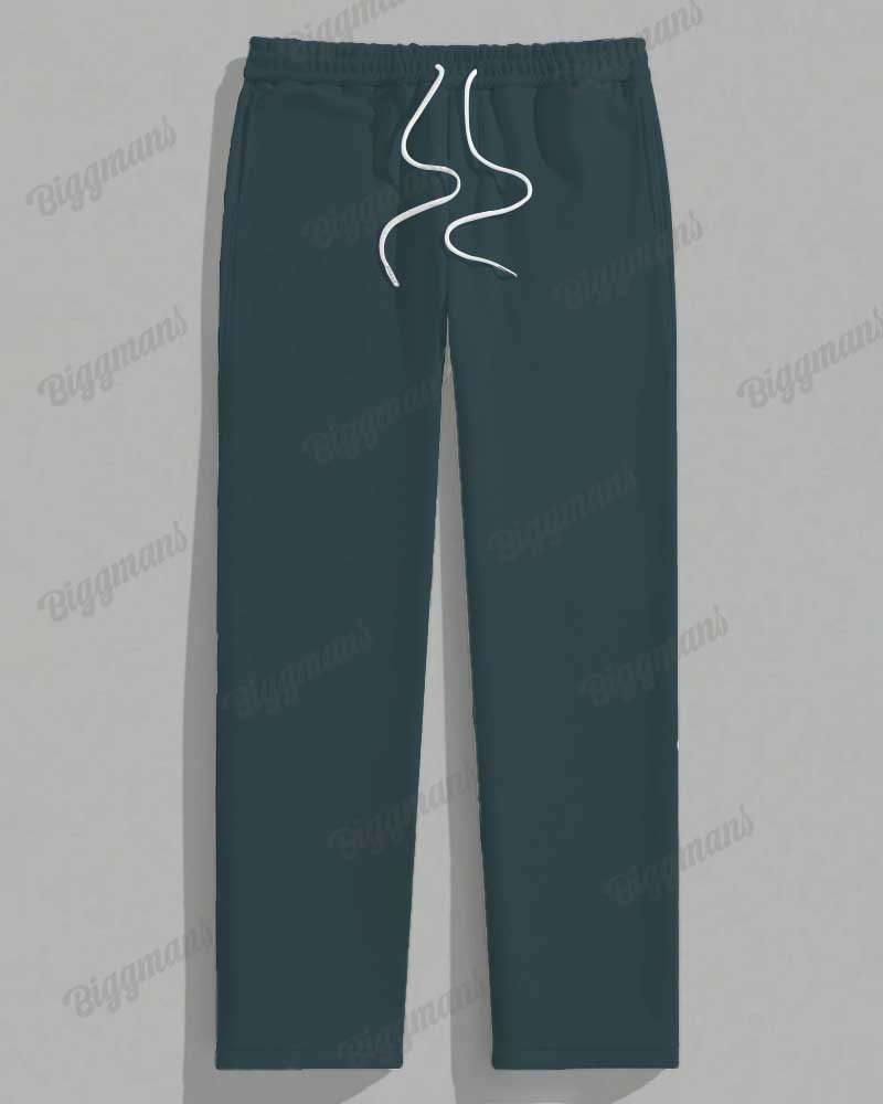 Men's Plus Size Green Stripe Alphabet Print Long Sleeve T-Shirt Trousers Suit