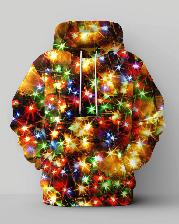 Men's Fun Colored Christmas Lights Big and Tall Hoodie Set