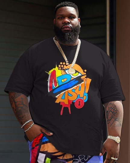 Street Casual Colorful Graffiti Print Large Men's Suit