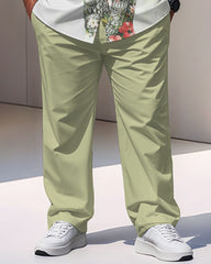 Men's Plus Size Casual Geometric Elephant Short Sleeve Shirt Trousers Suit