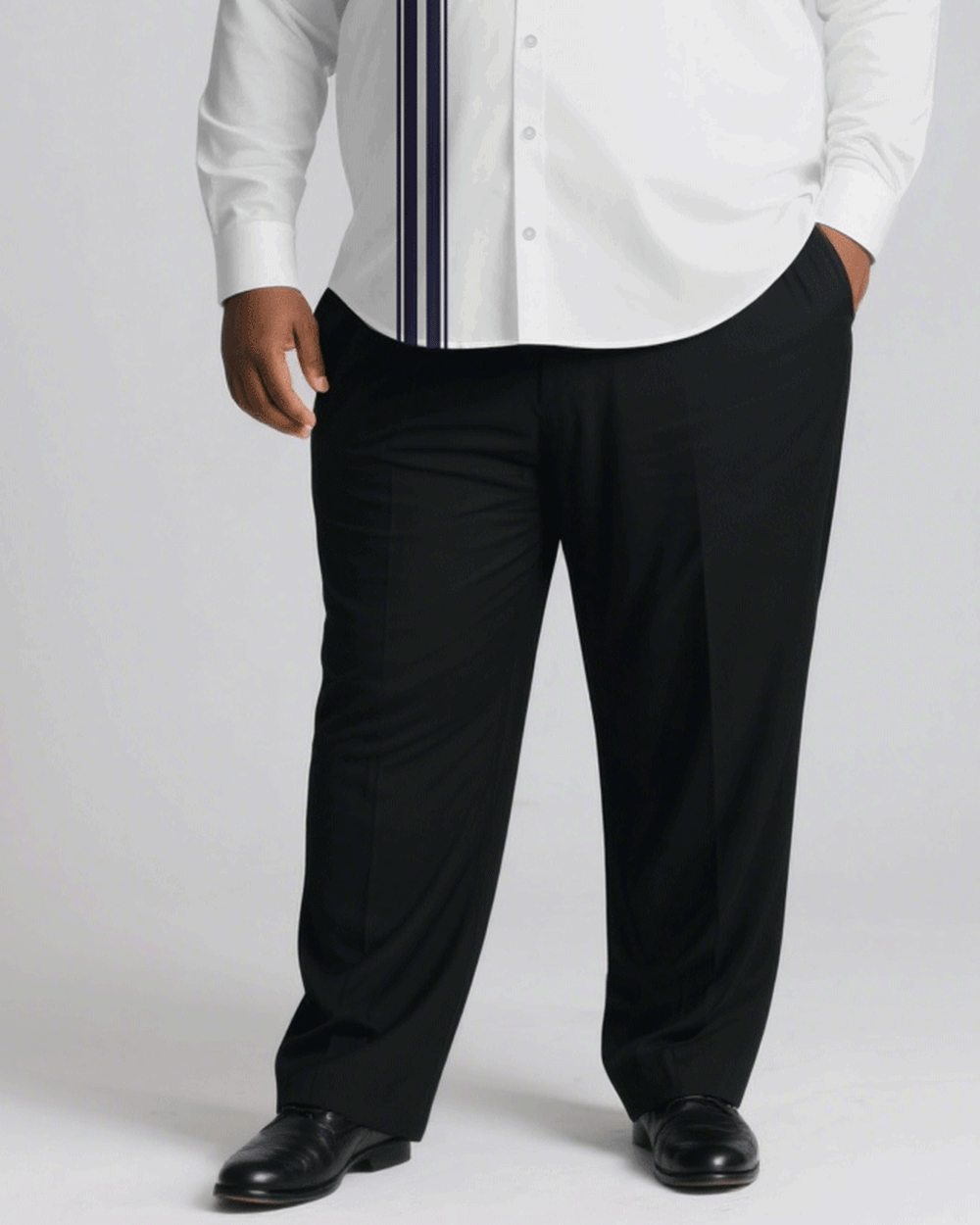 Men's Plus Size Business White Colorblock Striped Print Long Sleeve Shirt Trousers Suit