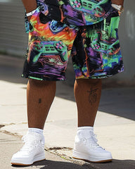Street Style Colorful Game Printed Big Guy's Set