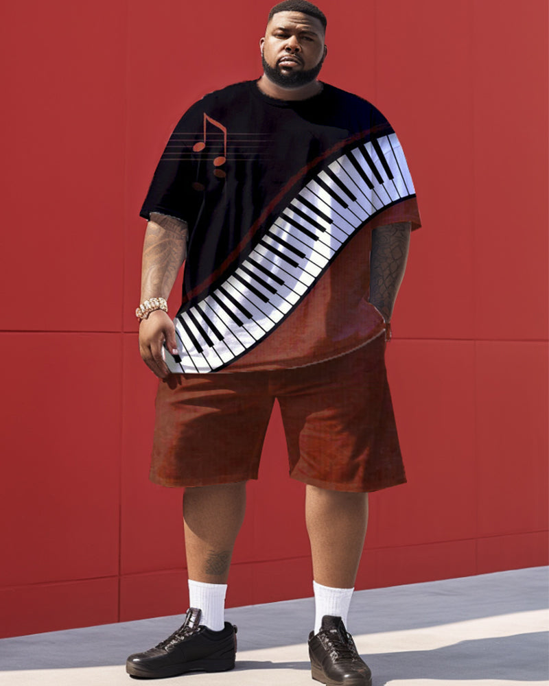 Color Block Printed Piano Key Print Men's Large Size Set