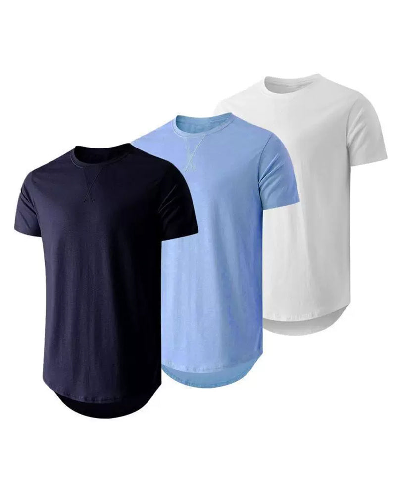 S-4XL Men's Three-Piece Hip-Hop Style Long Pullover T-Shirt