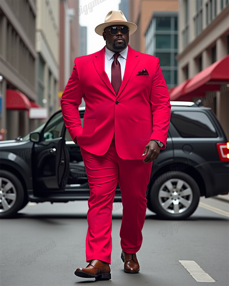 Men's Big and Tall Solid Color Blazer Trousers Suit
