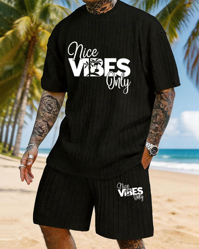 Nice Vibes Only Coconut Grove Print Texture Plus Size Holiday Set