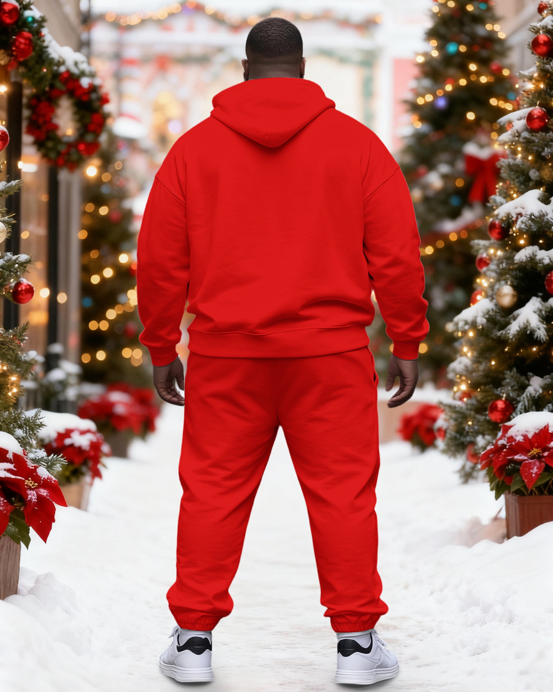 Big & Tall Men's Christmas Sunglasses Santa Print Hoodie Set