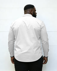 Big & Tall Men's Simple White And Blue Contrast Striped Long Sleeve Shirt