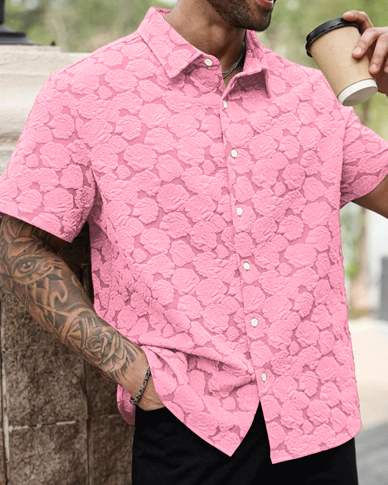 Big & Tall Men's Vintage Floral Print Short Sleeve Shirt