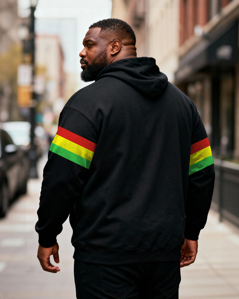Big & Tall Men's "BLACK AND PROUD" Green, Yellow And Red Printed Hoodie
