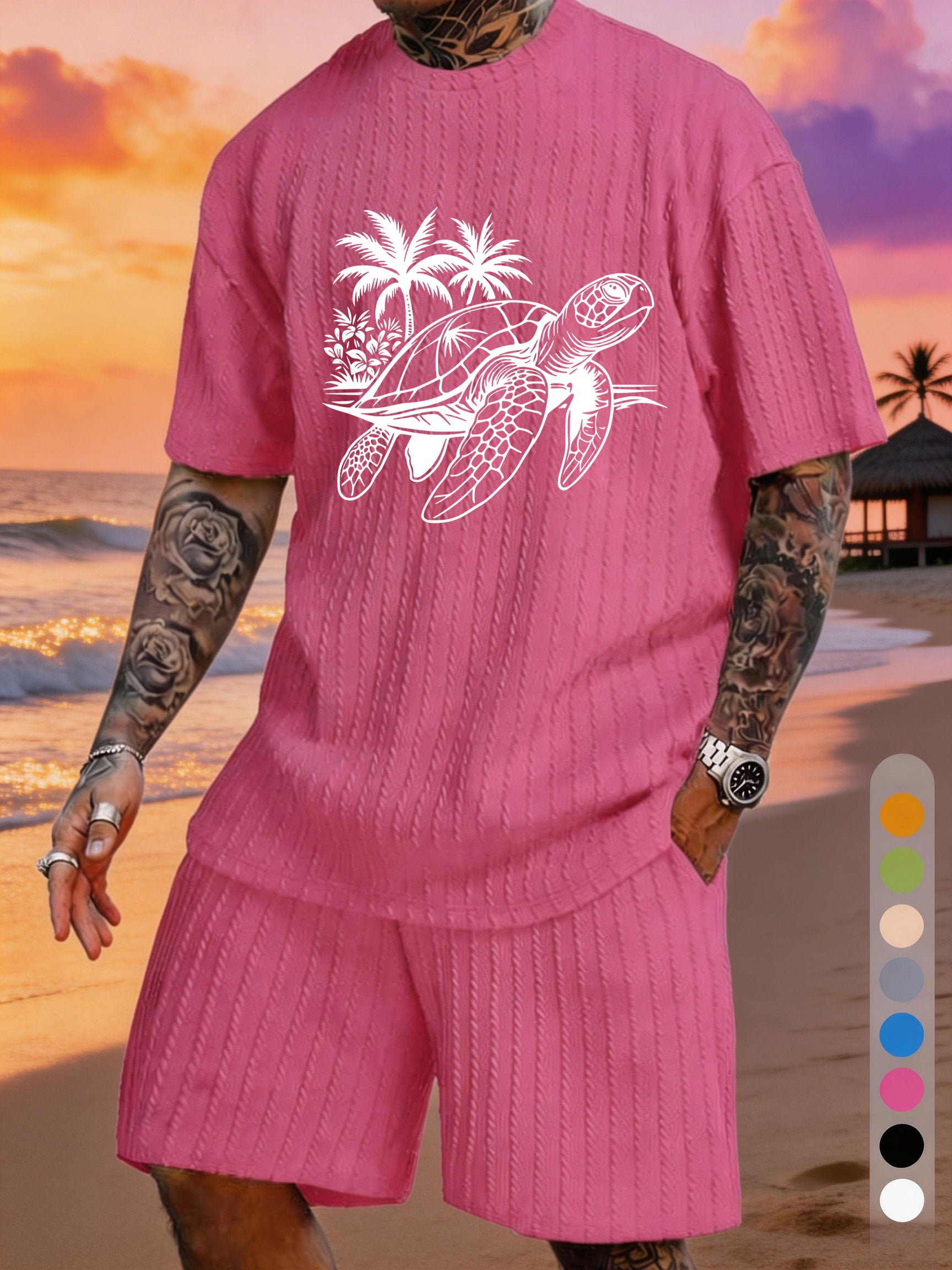 Turtle Coconut Grove Print Texture Plus Size Holiday Set