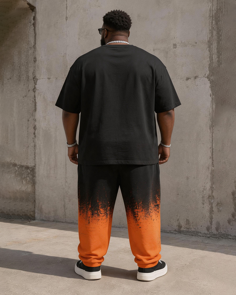 Big & Tall Men's Broken Wings Cross Lightning Print T-Shirt Pants Set