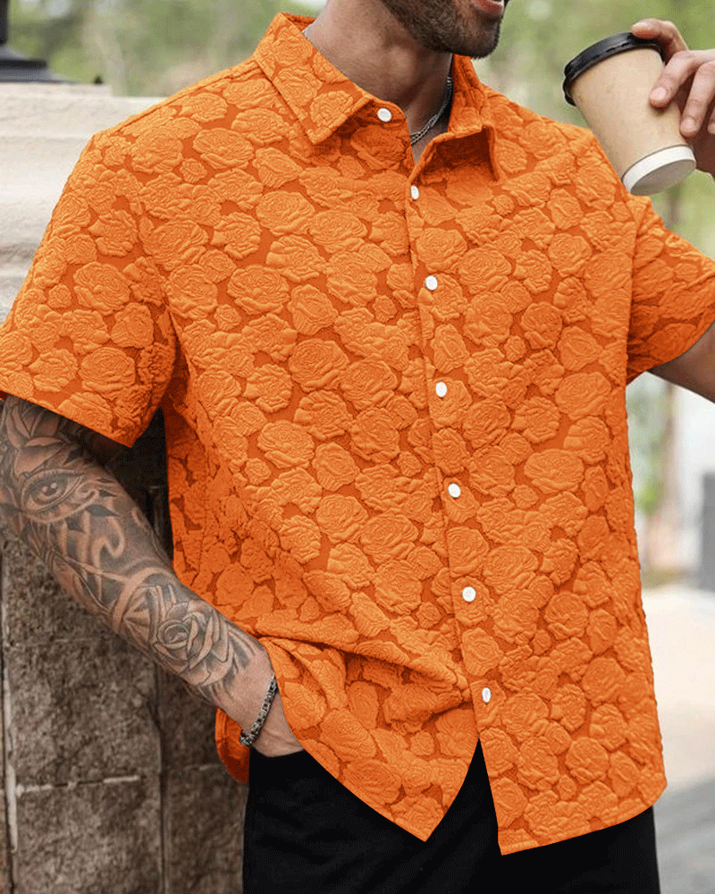 Big & Tall Men's Vintage Floral Print Short Sleeve Shirt
