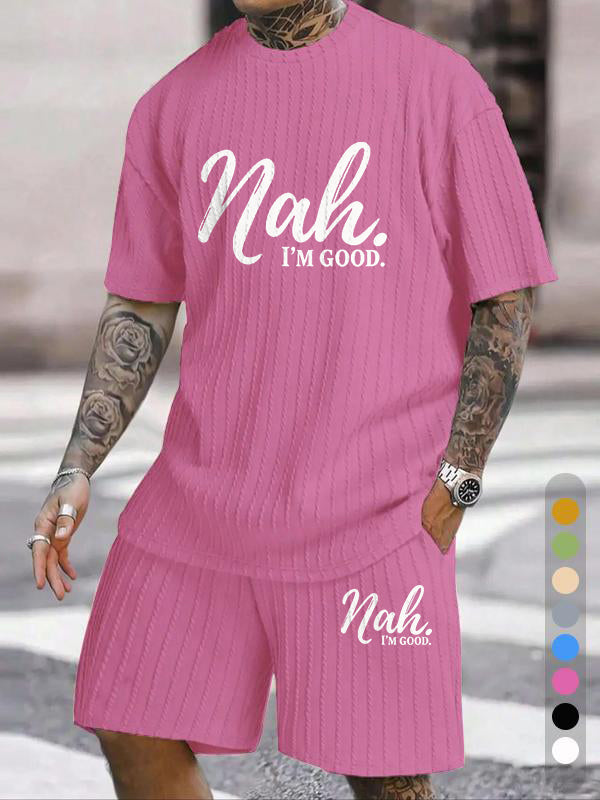 "Nah, I'm Good" Texture Large Size Casual Suit