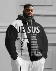 Men's Big and Tall Christian Jesus Color Match Hoodie Set