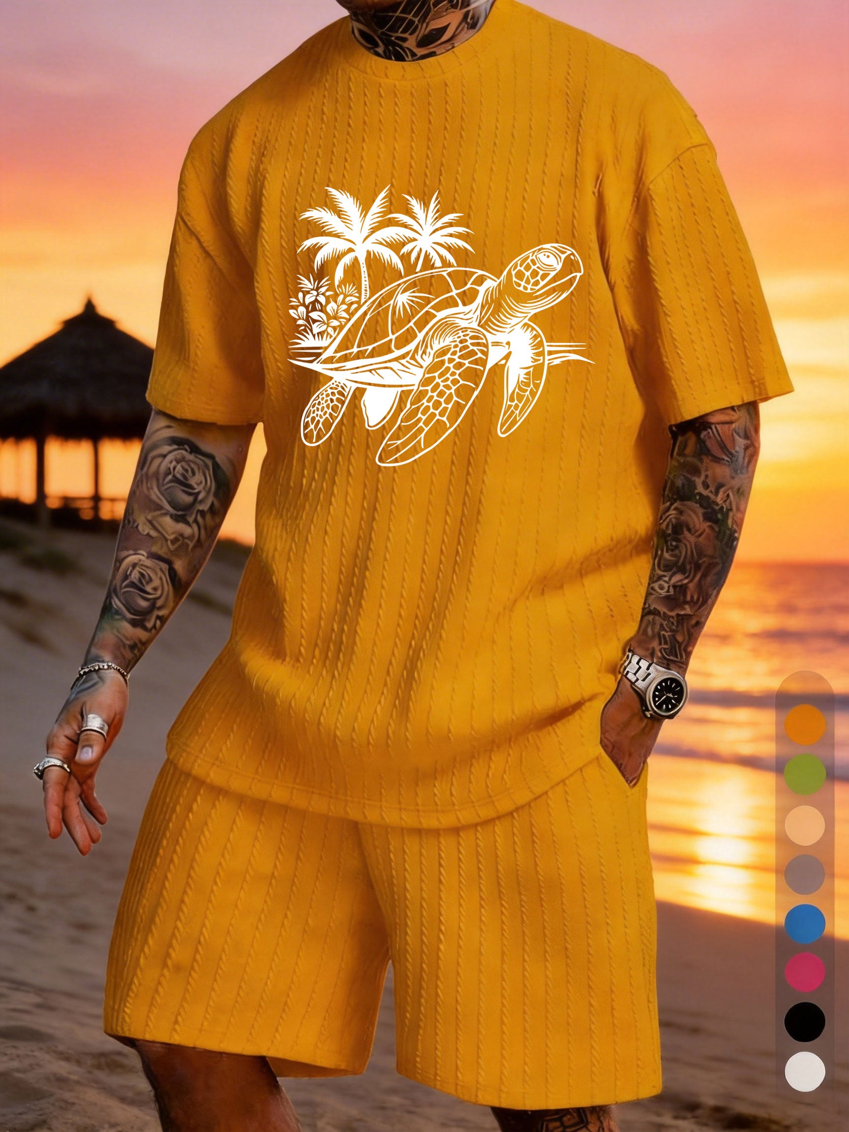 Turtle Coconut Grove Print Texture Plus Size Holiday Set