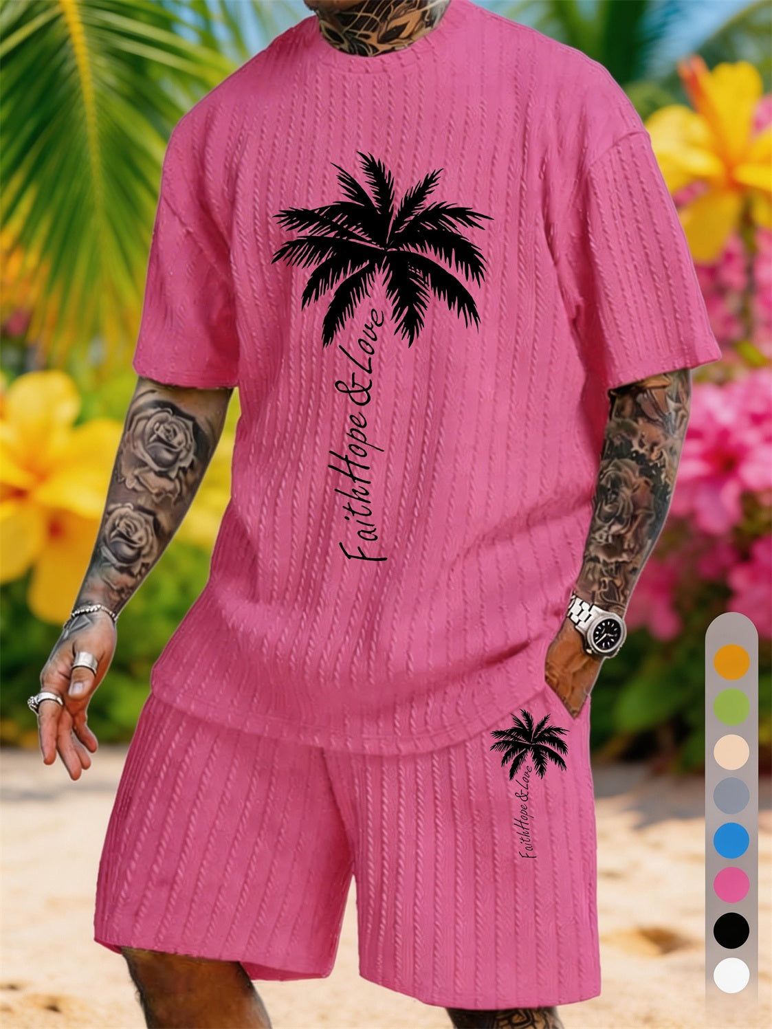 Palm Tree Faith Hope & Love Print Texture Large Size Holiday Set