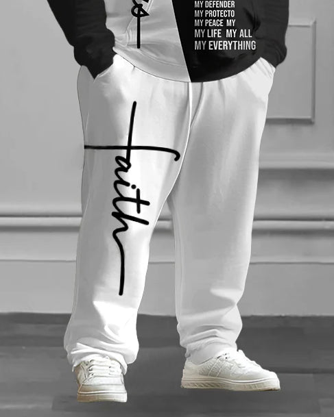 Men's Big and Tall Christian Jesus Color Match Hoodie Set