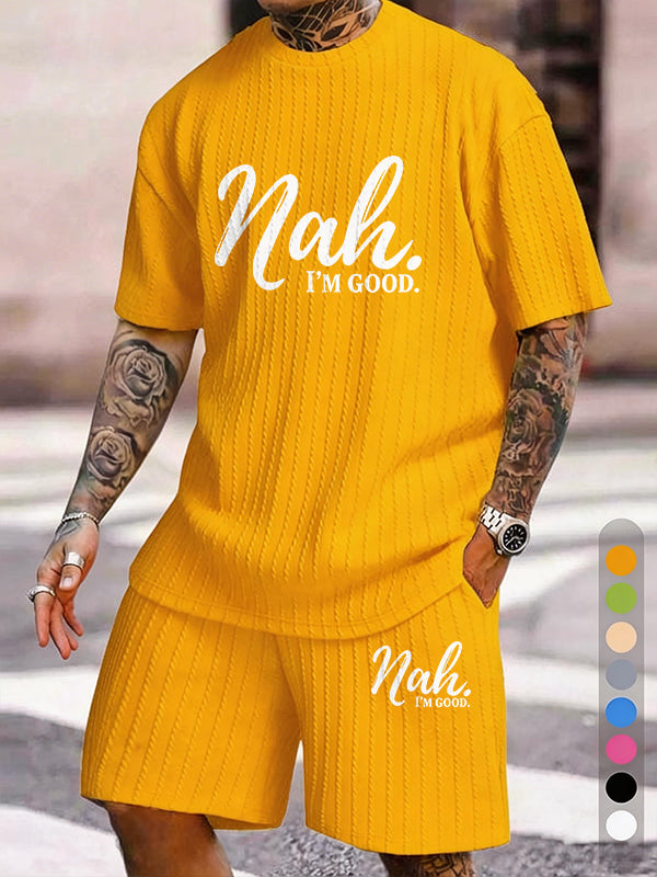 "Nah, I'm Good" Texture Large Size Casual Suit