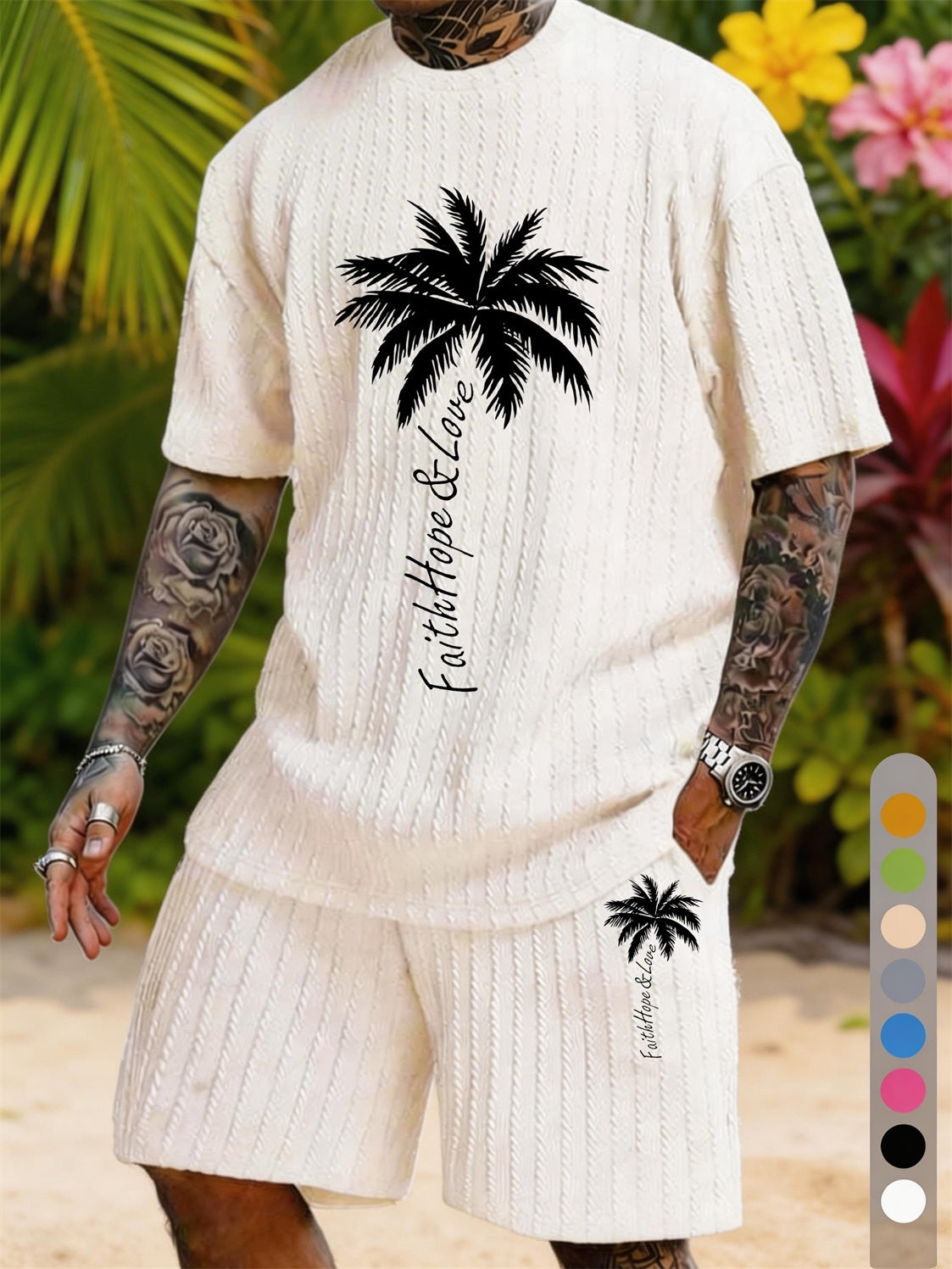 Palm Tree Faith Hope & Love Print Texture Large Size Holiday Set