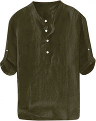S-6XL Men’s Plain Stand-up Collar Long-sleeved Shirt