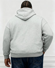 Large Size Men's Autumn And Winter Warm Cotton Hoodie-gray Chest Handmade Three-dimensional Printing "hope" Slogan