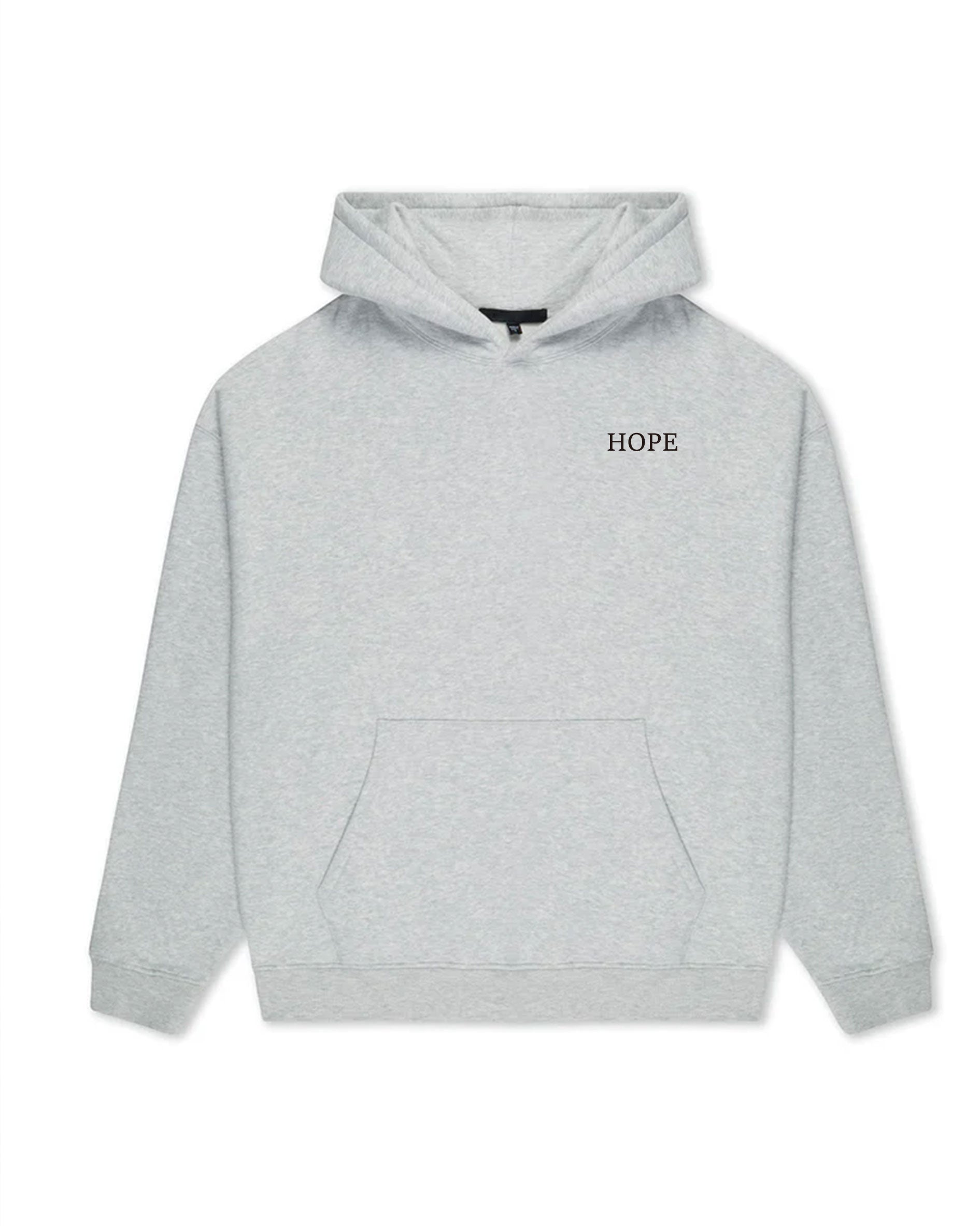 Large Size Men's Autumn And Winter Warm Cotton Hoodie-gray Chest Handmade Three-dimensional Printing "hope" Slogan