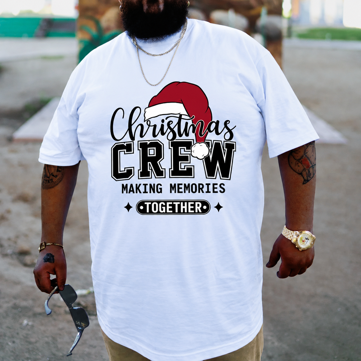 Big & Tall Men's Funny Christmas Crew Cotton T-Shirt