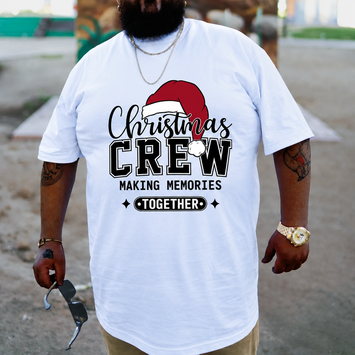 Big & Tall Men's Funny Christmas Crew Cotton T-Shirt