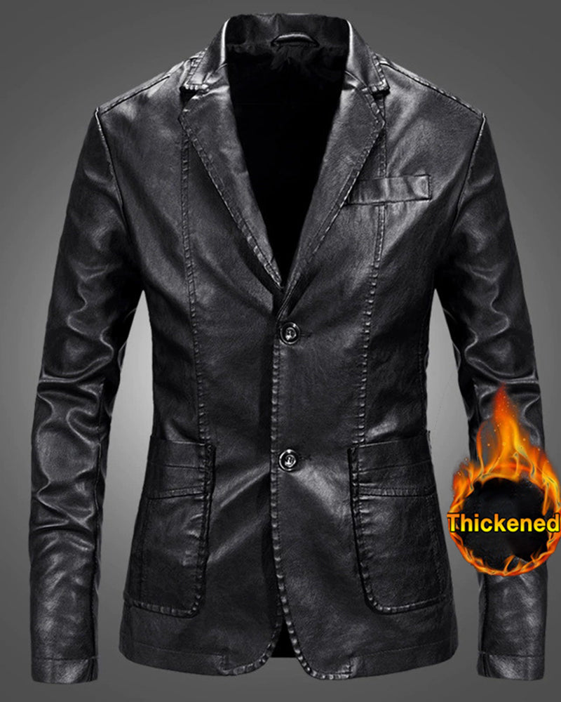 Big & Tall Men's Washable PU Leather Jacket M-6XL