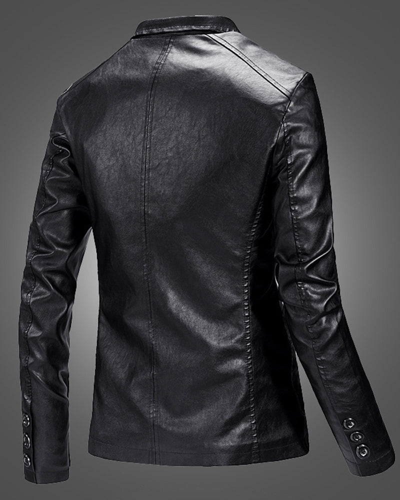 Big & Tall Men's Washable PU Leather Jacket M-6XL