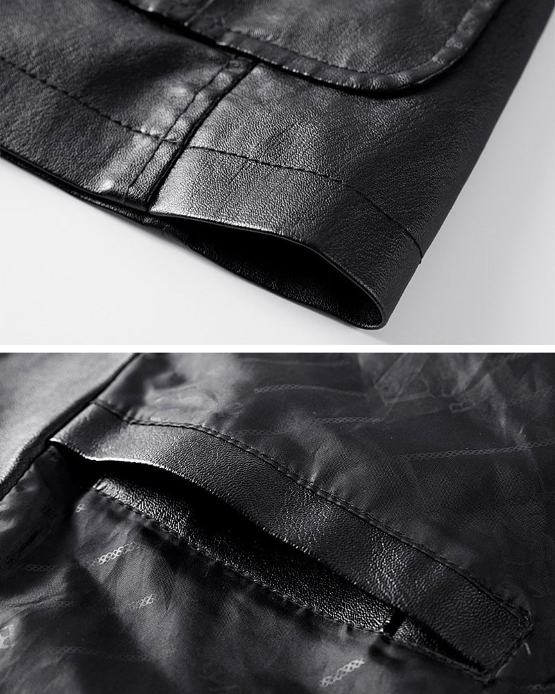 Big & Tall Men's Washable PU Leather Jacket M-6XL