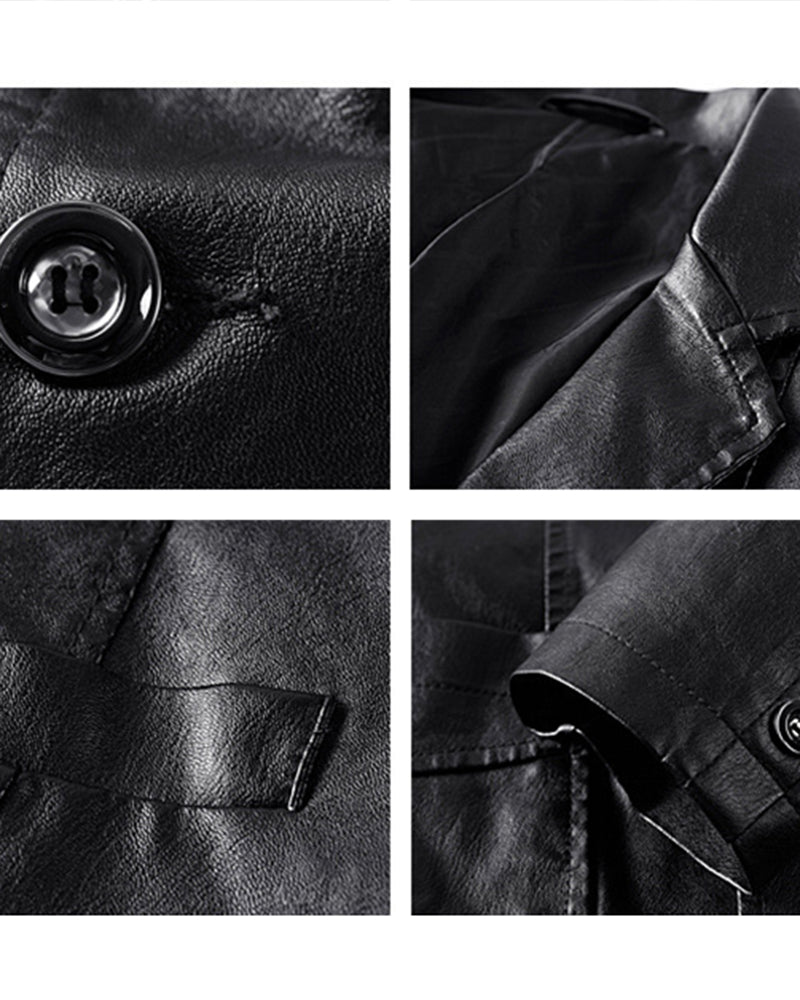 Big & Tall Men's Washable PU Leather Jacket M-6XL