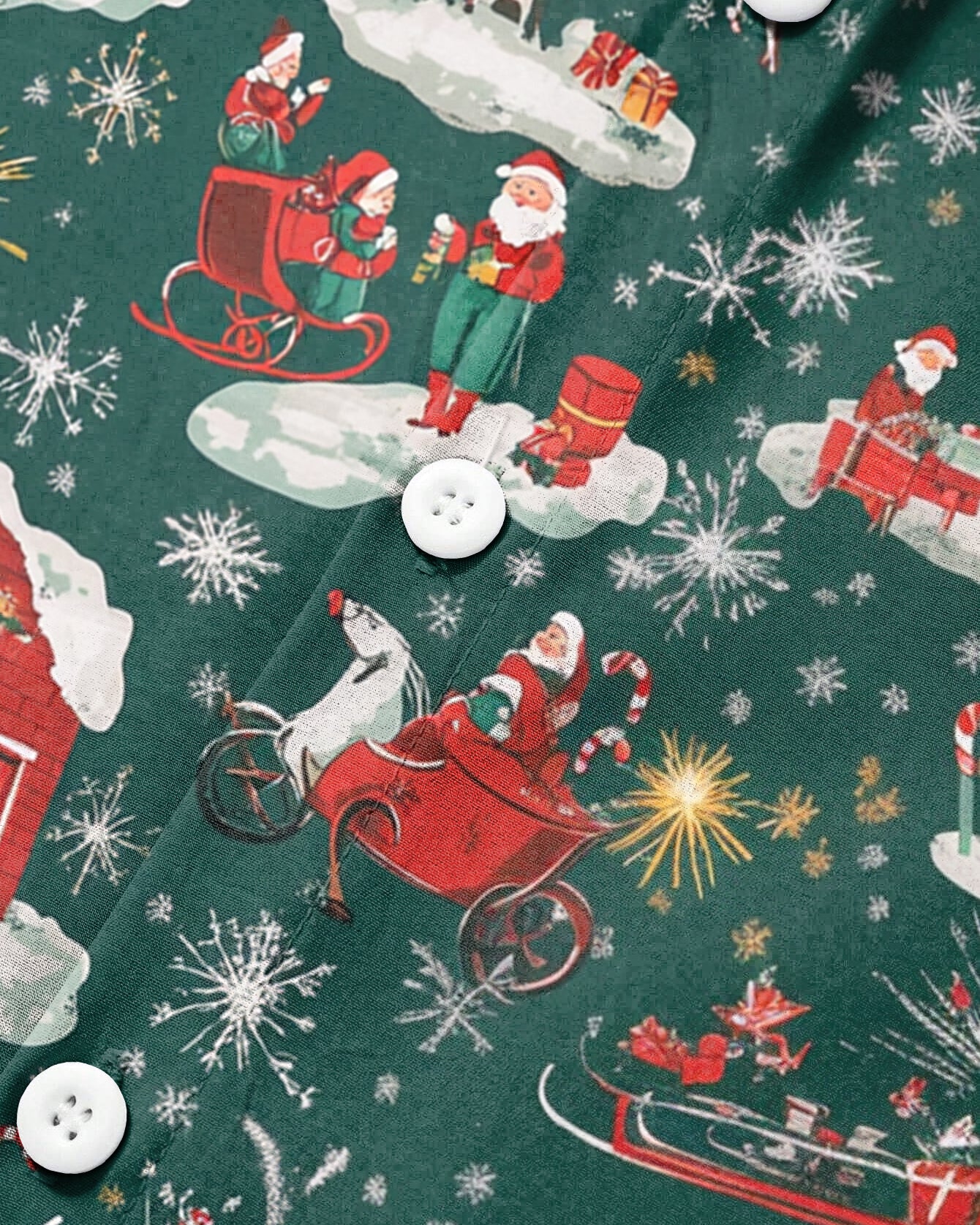 Green Christmas Long Sleeve Levers Shirt Men's Plus Size