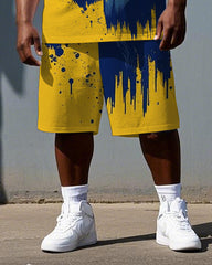 Big & Tall Men's Roaring Fighting Gorillas Printed Short Sleeve T-shirt 2-Piece Set