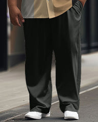 Men's Plus Size Business Simple Color Block Printed Short Sleeve Shirt Suit