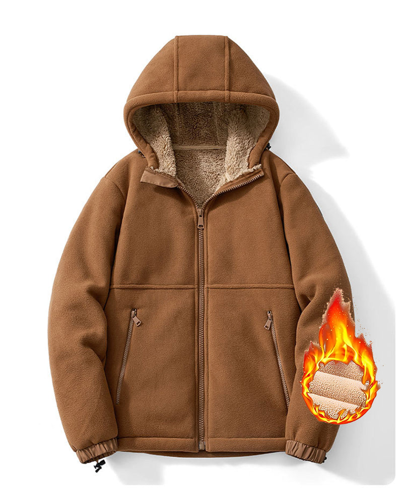 Big & Tall Men's Casual Lambskin Thickened Hooded Jacket Coat M-5XL