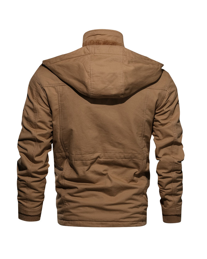 Big & Tall Men's Hooded Padded Frock Jacket Jacket M-5XL