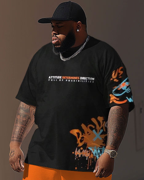 Street Casual Graffiti Alphabet Print Large Men's Set