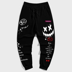 Street Style Big & Tall Men's Casual Smile Face and Letter Hip Hop Trousers