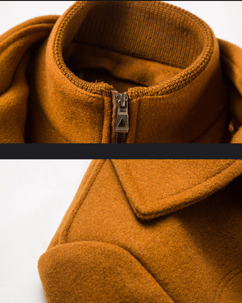 Big & Tall Men's Business Non-ironing Double Collar Tweed Plus Cotton Wool Coat M-4XL