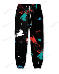 Men's Plus Size Tracksuit Color Brush Print Hoodie and Sweatpants Set