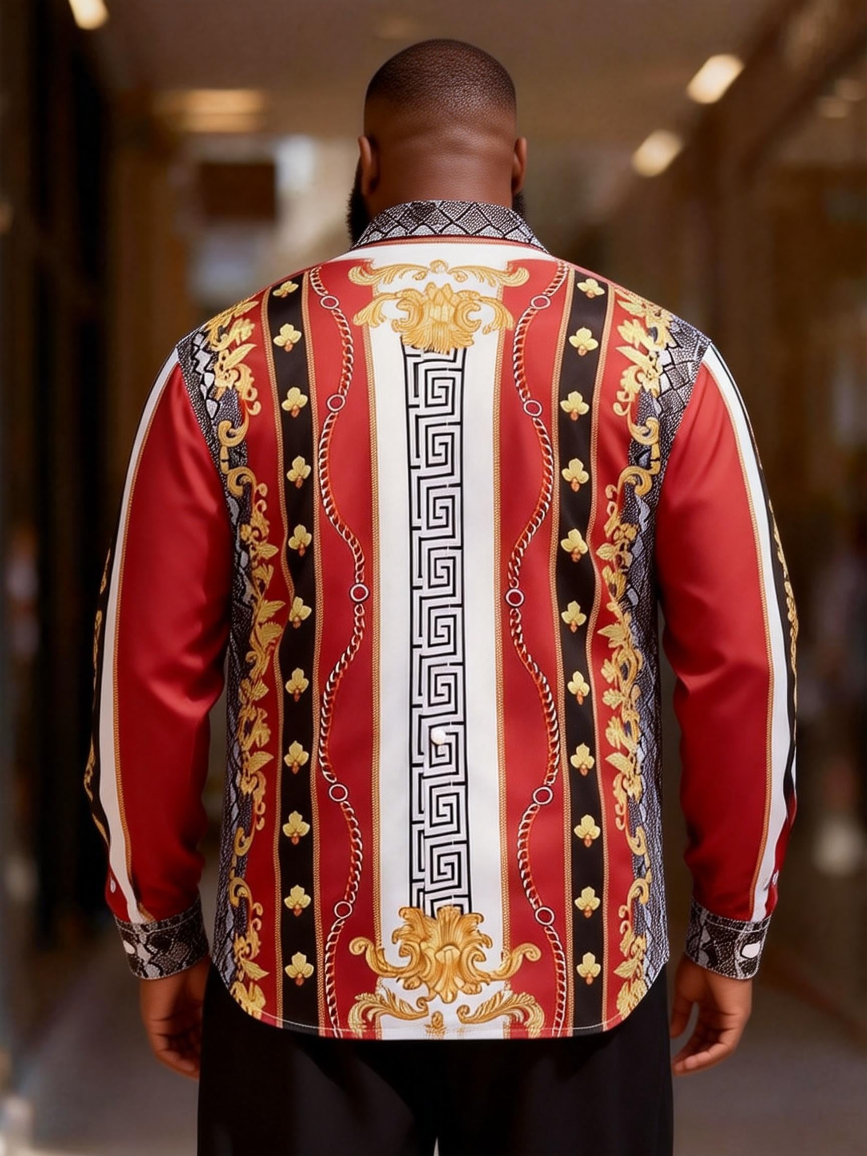 Big & Tall Men's Greek-Print Long Sleeve Shirt